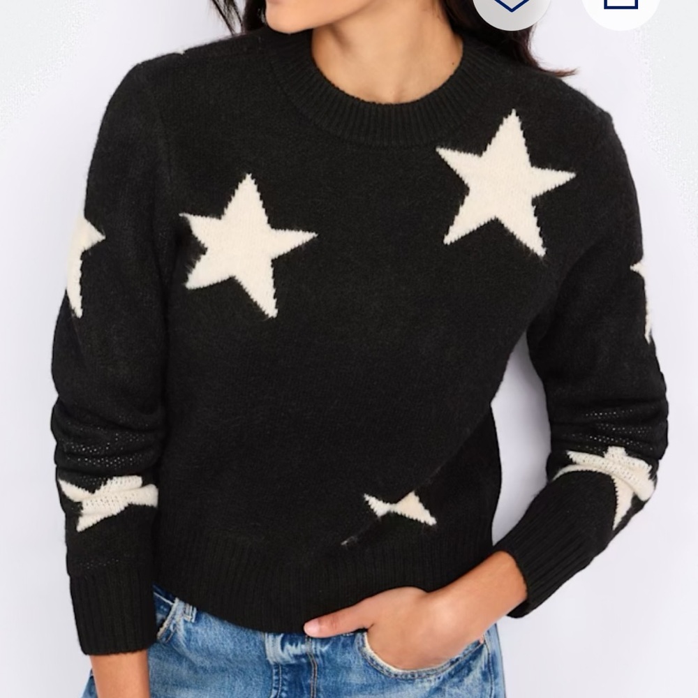 Cosmic Blue Love NATALIE STAR INTARSIA
SHRUNKEN CREW SWEATER in black size XL - Picture 2 of 10